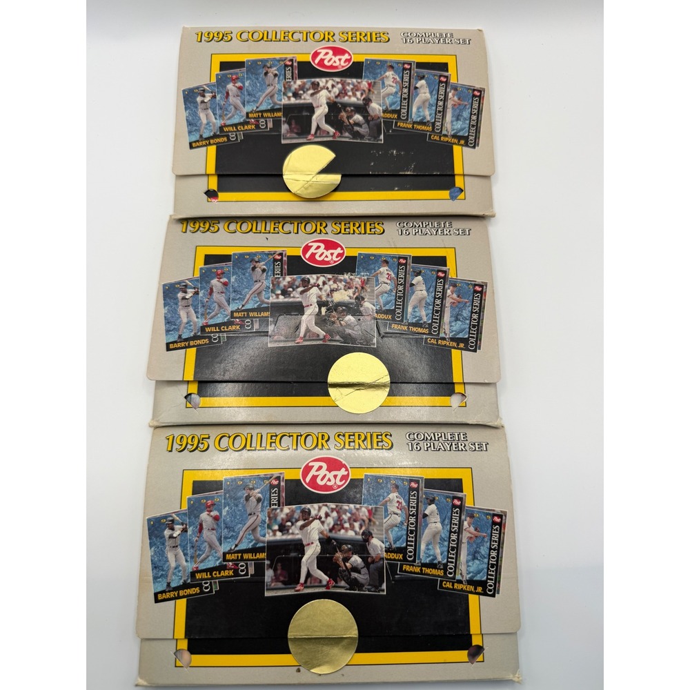 Lot of 3 1995 Post Cereal Baseball Collector Series Complete 16 Card Sets Sealed